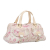Christian Dior B Dior White with Pink Canvas Fabric Oblique Girly Cherry Blossom Bowler Bag Italy