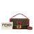 Fendi AB Fendi Brown with Pink Canvas Fabric Large Zucca Fluo Trim Baguette Satchel Italy