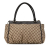 Gucci B Gucci Brown Beige Canvas Fabric GG Abbey D-Ring Tote Bag Italy