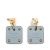 Hermès B Hermès Gold with Blue Gold Plated Metal Swift As De Coeur Push Back Earrings France