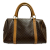 Celine B Celine Brown Coated Canvas Fabric Macadam Boston Bag Italy