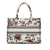 Christian Dior AB Dior White with Multi Canvas Fabric Medium Jardin Botanique Book Tote Italy