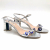 Miu Miu sandalen aus silbernem Leder mit blauen und kristallenen Highlights