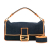 Fendi B Fendi Blue Dark Blue Denim Fabric Large Baguette Satchel Italy