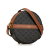 Celine B Celine Brown Coated Canvas Fabric Triomphe Round Purse on Strap Italy