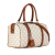 Celine AB Celine White with Brown Coated Canvas Fabric Triomphe Satchel Italy