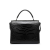 Saint Laurent B Saint Laurent Black Calf Leather Medium Crocodile Embossed Cassandra Top Handle Bag Italy