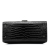 Saint Laurent B Saint Laurent Black Calf Leather Medium Crocodile Embossed Cassandra Top Handle Bag Italy