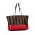 Fendi B Fendi Brown with Red Canvas Fabric Medium Pequin Roll Tote Italy