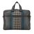 Bottega Veneta AB Bottega Veneta Gray Calf Leather Intrecciato-Trimmed Briefcase Italy