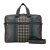 Bottega Veneta AB Bottega Veneta Gray Calf Leather Intrecciato-Trimmed Briefcase Italy