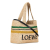 Loewe AB LOEWE Brown Light Beige Raffia Natural Material Paula's Ibiza Medium Striped Font Tote Madagascar