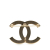 Chanel B Chanel Gold with Brown Beige Gold Plated Metal Tweed and Lace CC Logo Brooch Italy