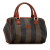 Fendi B Fendi Brown Coated Canvas Fabric Pequin Boston Bag Italy