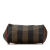 Fendi B Fendi Brown Coated Canvas Fabric Pequin Boston Bag Italy