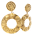 Chanel B Chanel Gold Gold Plated Metal Sun Coin Medallion Motif Hoop Drop Earrings France