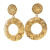 Chanel B Chanel Gold Gold Plated Metal Sun Coin Medallion Motif Hoop Drop Earrings France