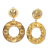 Chanel B Chanel Gold Gold Plated Metal Sun Coin Medallion Motif Hoop Drop Earrings France