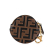 Fendi B Fendi Brown Calf Leather Embossed Zucca Round Coin Case Italy