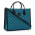 Gucci A Gucci Blue with Black Canvas Fabric GG Satchel Italy