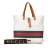 Gucci AB Gucci Brown Light Beige Canvas Fabric Web Tote Italy