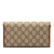 Gucci AB Gucci Brown Beige Coated Canvas Fabric GG Supreme Horsebit 1955 Wallet On Chain Italy