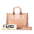 Fendi AB Fendi Pink Calf Leather Medium Glacier FF Tote Italy