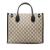 Gucci AB Gucci Brown Beige with Black Coated Canvas Fabric Small GG Supreme Interlocking G Tote Italy