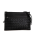 Bottega Veneta AB Bottega Veneta Black Calf Leather Intrecciato Double Pouch Bag Italy