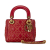 Christian Dior B Dior Red Lambskin Leather Leather Mini Lambskin Cannage Studded Supple Lady Dior Italy