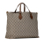 Gucci B Gucci Brown Beige Coated Canvas Fabric Medium GG Supreme Soft Satchel Italy