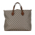 Gucci B Gucci Brown Beige Coated Canvas Fabric Medium GG Supreme Soft Satchel Italy