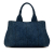 Prada B Prada Blue Denim Fabric Canapa Logo Satchel Italy