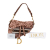 Christian Dior AB Dior Pink with Brown Canvas Fabric Embroidered Brocart Saddle Bag Italy