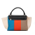 Celine B Celine Black with Multi Wool Fabric Medium and Calfskin Colorblock Trapeze Satchel Italy