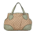 Gucci B Gucci Brown Beige with Green Canvas Fabric GG Tribeca Tote Italy