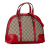 Gucci B Gucci Brown Beige with Red Coated Canvas Fabric Small GG Supreme Nice Dome Satchel Italy