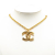 Chanel B Chanel Gold Gold Plated Metal CC Logo Pendant Necklace France