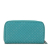 Bottega Veneta AB Bottega Veneta Blue Turquoise Calf Leather Intrecciato Zip Around Long Wallet Italy