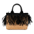 Prada AB Prada Brown Beige Rattan Natural Material Canapa Trimmed Feather Midollino Satchel Italy