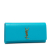 Saint Laurent AB Saint Laurent Blue Aqua Calf Leather Grain de Poudre Monogram Cassandre Clutch Italy