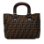 Fendi B Fendi Brown Canvas Fabric Small Zucca Twins Tote Italy