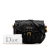 Christian Dior AB Dior Black Calf Leather Medium Floral Applique Bobby Italy