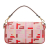 Fendi AB Fendi Pink Canvas Fabric Zucca Embroidered Baguette Satchel Italy