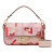 Fendi AB Fendi Pink Canvas Fabric Zucca Embroidered Baguette Satchel Italy