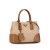 Prada AB Prada Brown Beige Canvas Fabric Canapa and Saffiano Double Satchel Italy