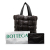 Bottega Veneta B Bottega Veneta Black Calf Leather Padded Maxi Intrecciato Tote Italy