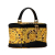 Versace B Versace Yellow with Black Coated Canvas Fabric Barocco Leopard Vanity Bag Italy