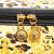 Versace B Versace Yellow with Black Coated Canvas Fabric Barocco Leopard Vanity Bag Italy