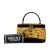 Versace B Versace Yellow with Black Coated Canvas Fabric Barocco Leopard Vanity Bag Italy